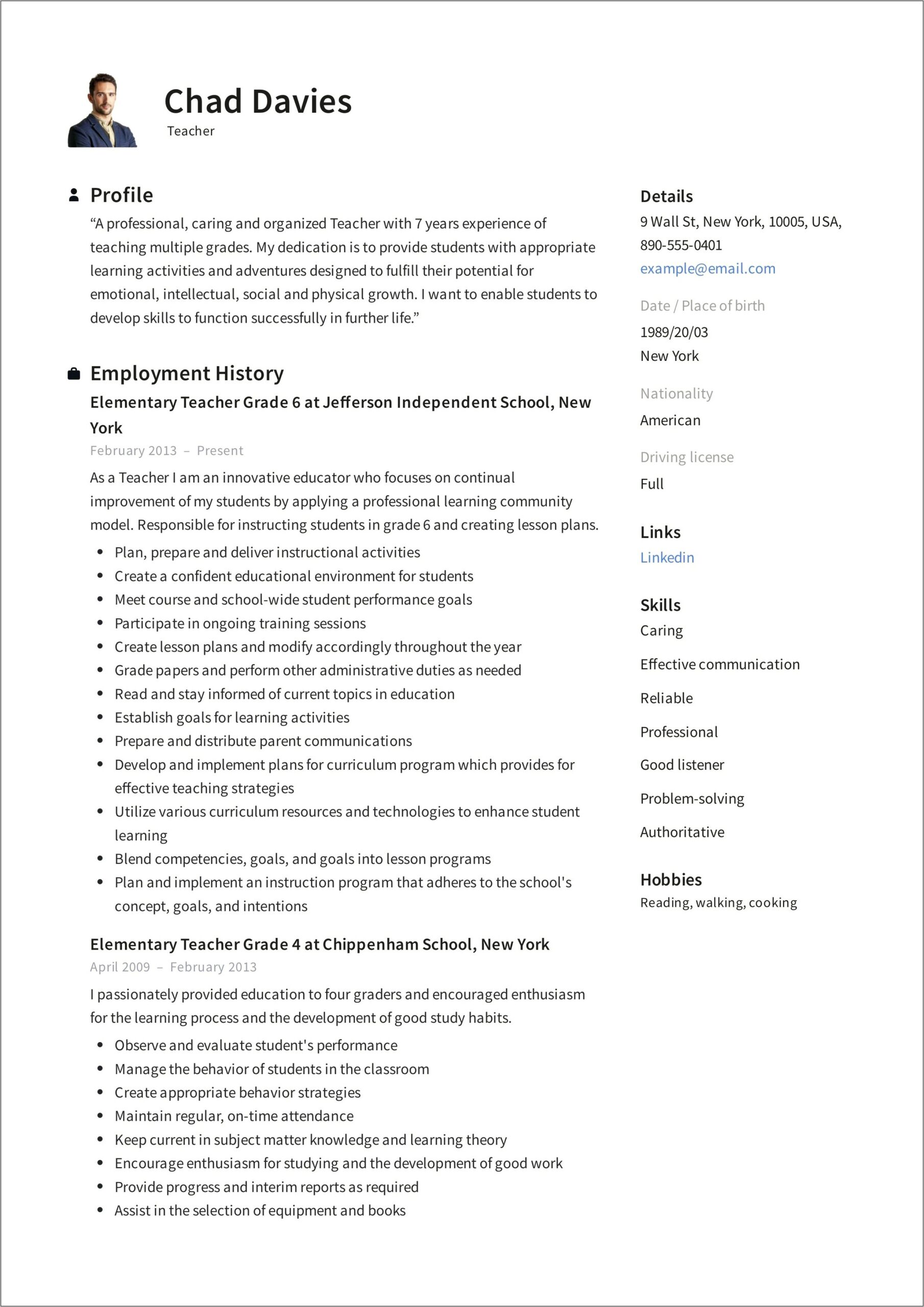 Qualification Statement For Resume Examples Teacher