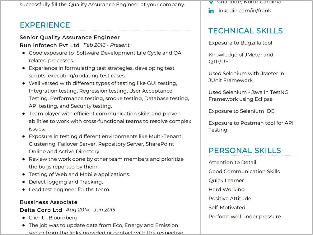 Qualit Analyst With Energy Experience Resume
