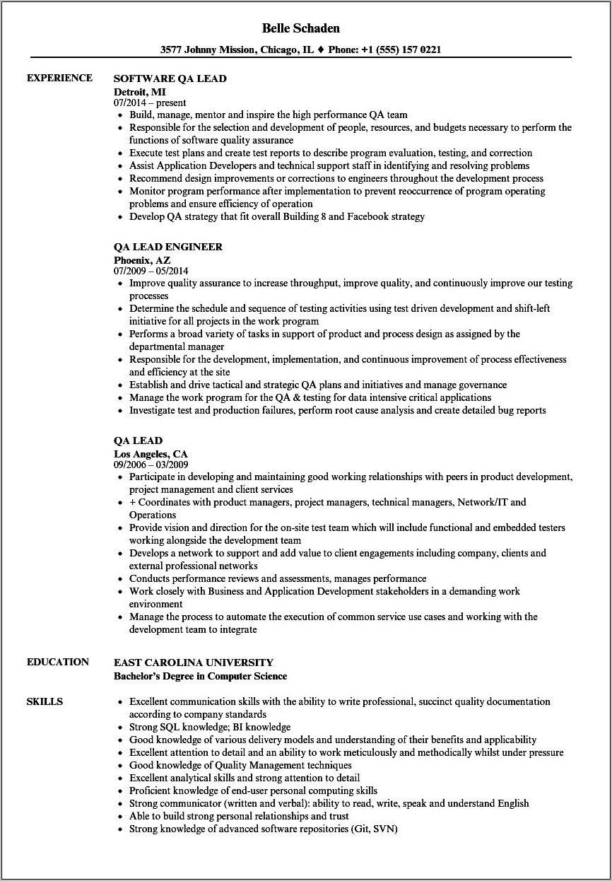 Quality Assurance Analyst Resume With Healthcare Experience