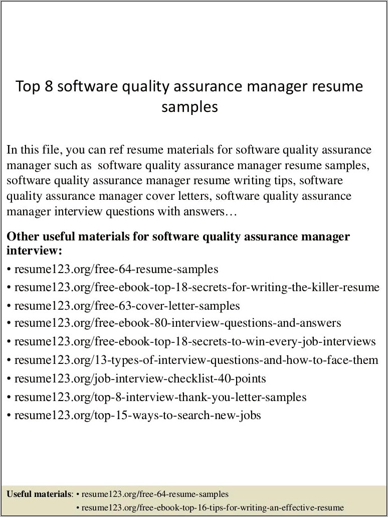 Quality Assurance Coordinator Resume Objective