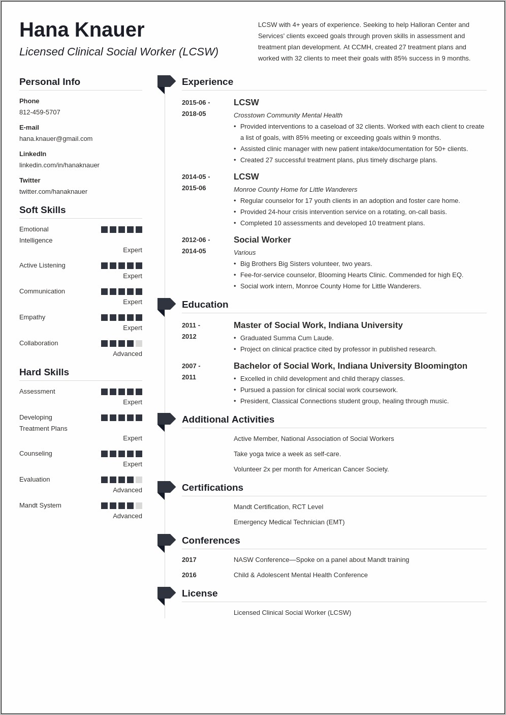 Quality Resume For Social Work Examples
