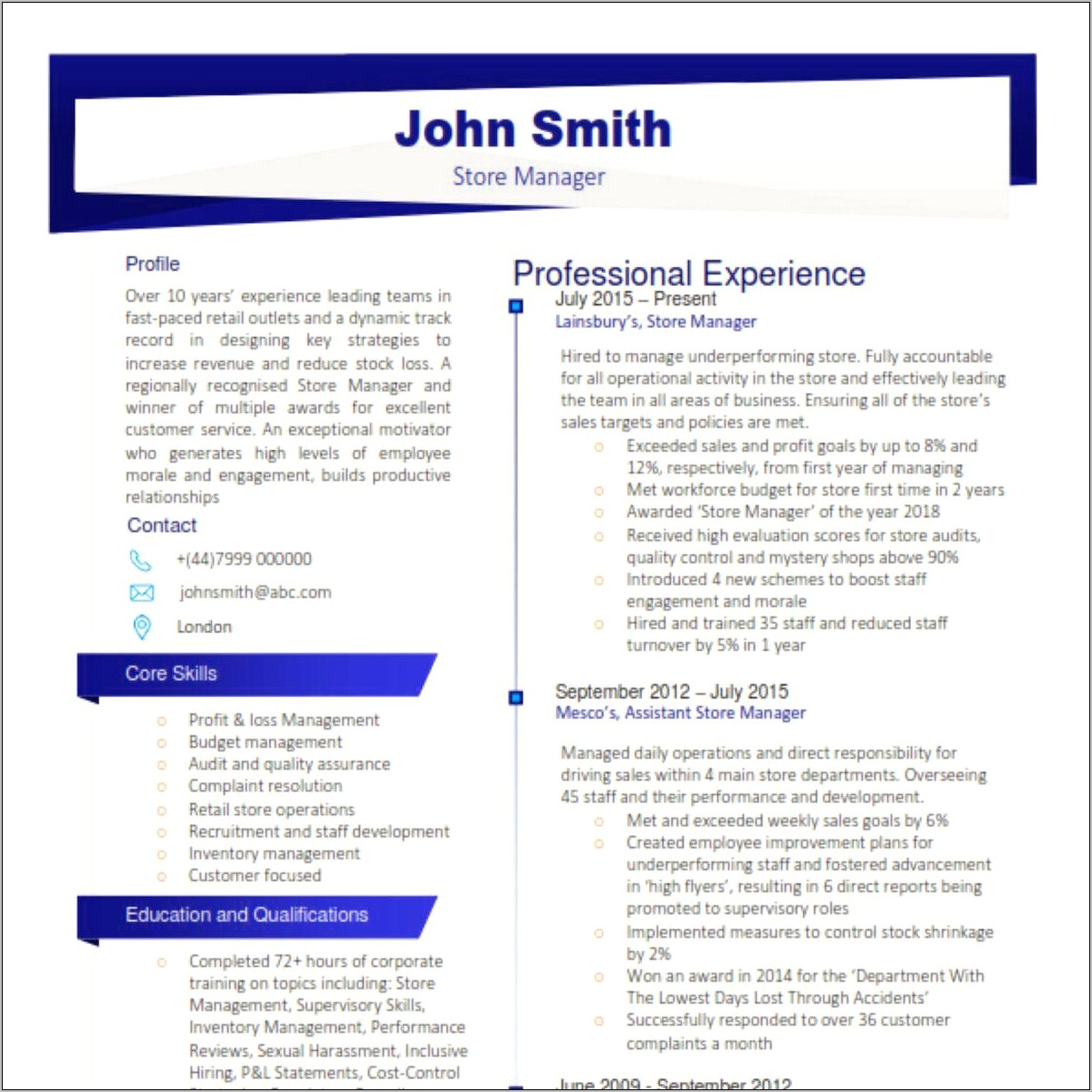 Quality Resume Personal Profile Statement Examples