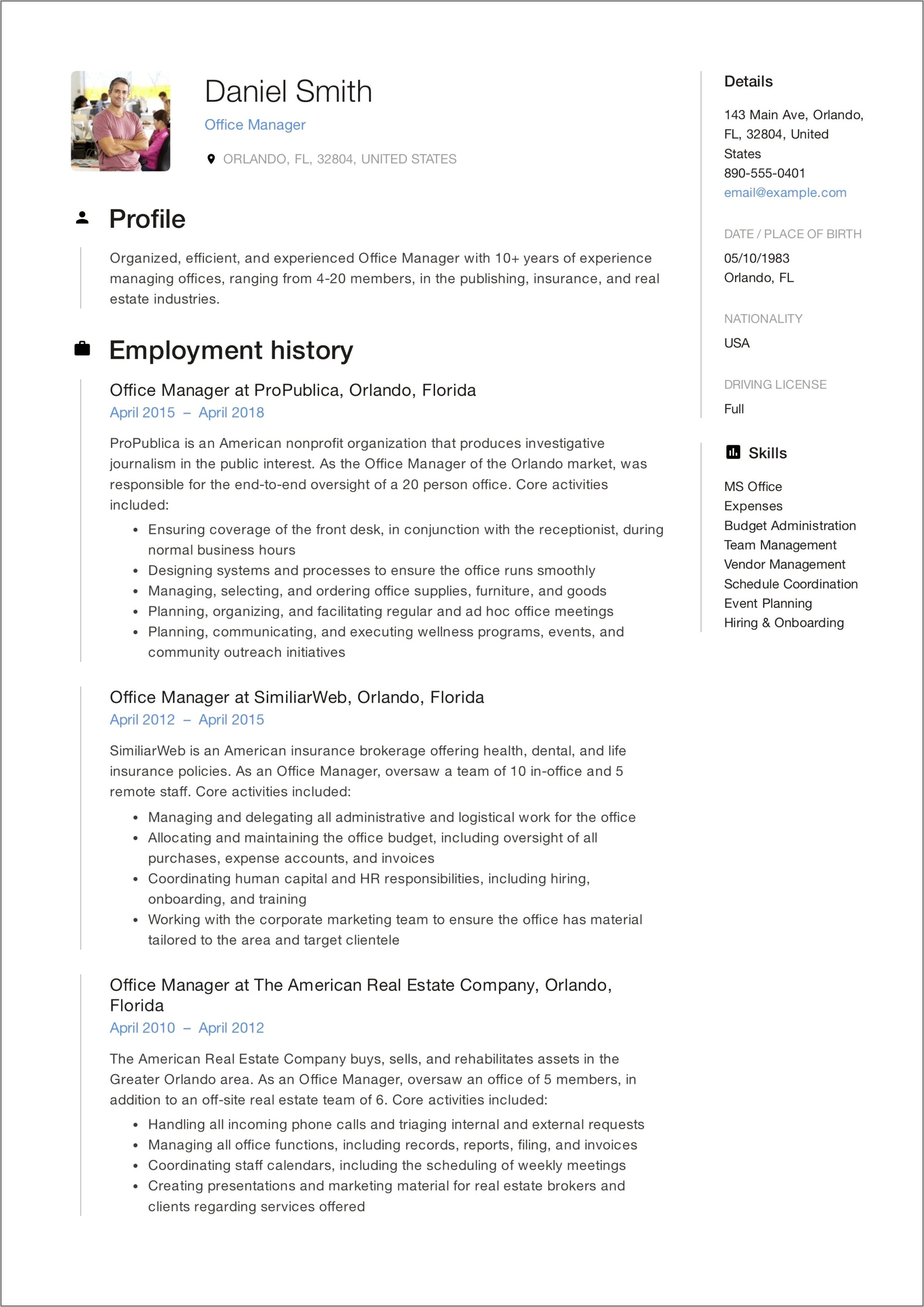 Quantify Resume Examples Office Manager