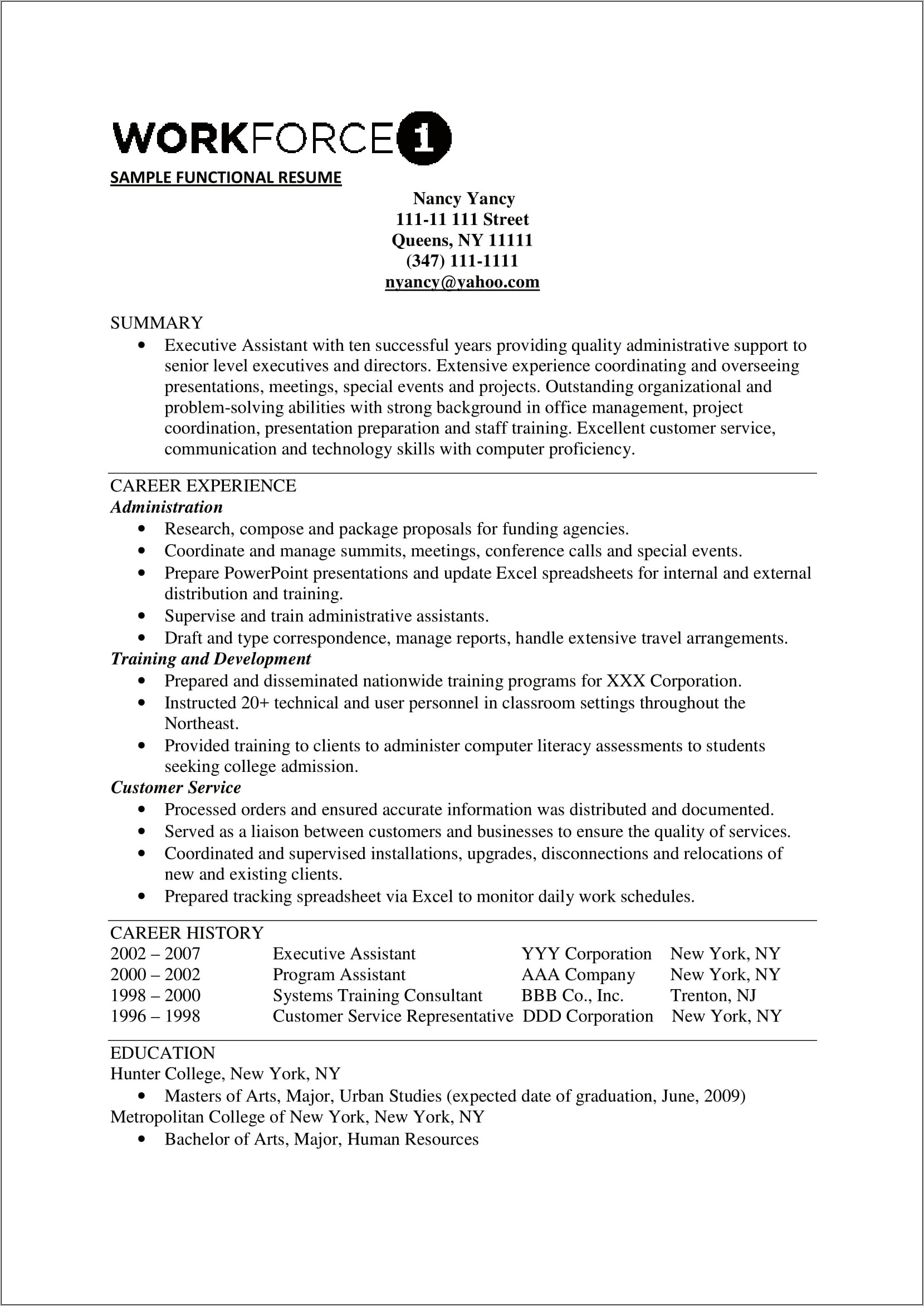 Quick Summary Example For Resumes For Persoanl Assistance