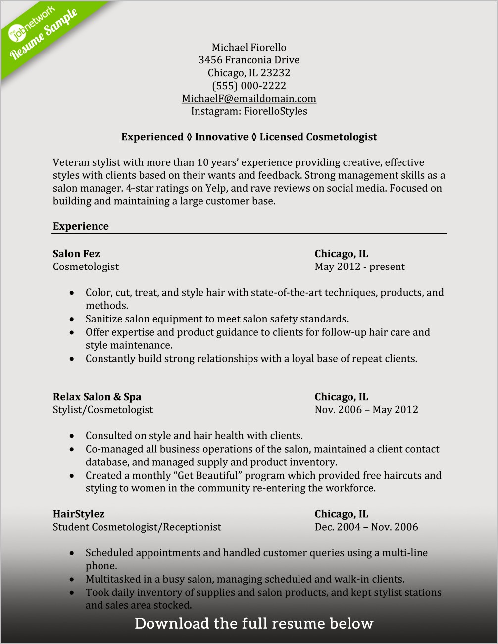 Re Entering The Workforce Resume Examples