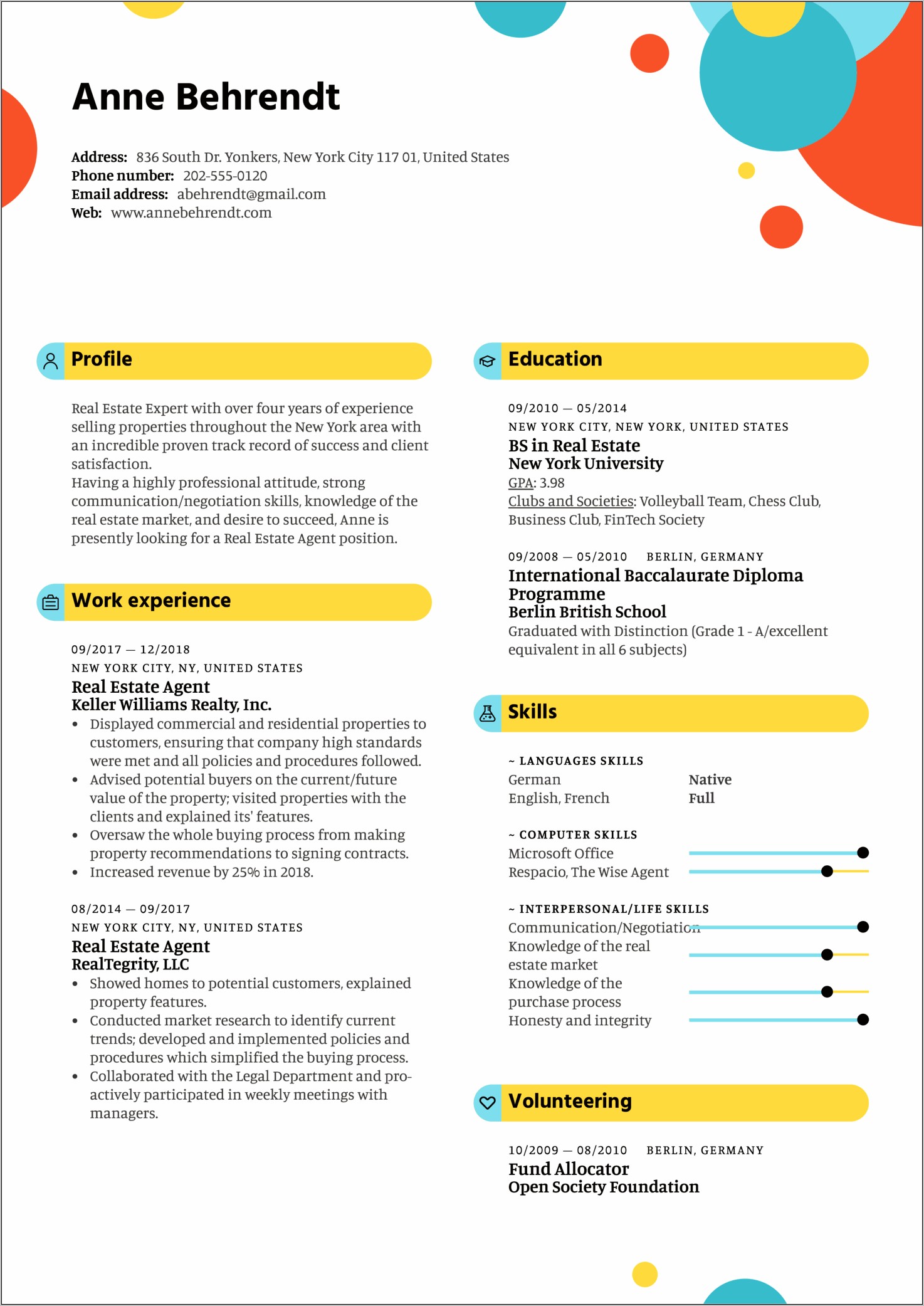 Real Estate Agent Template For Resume