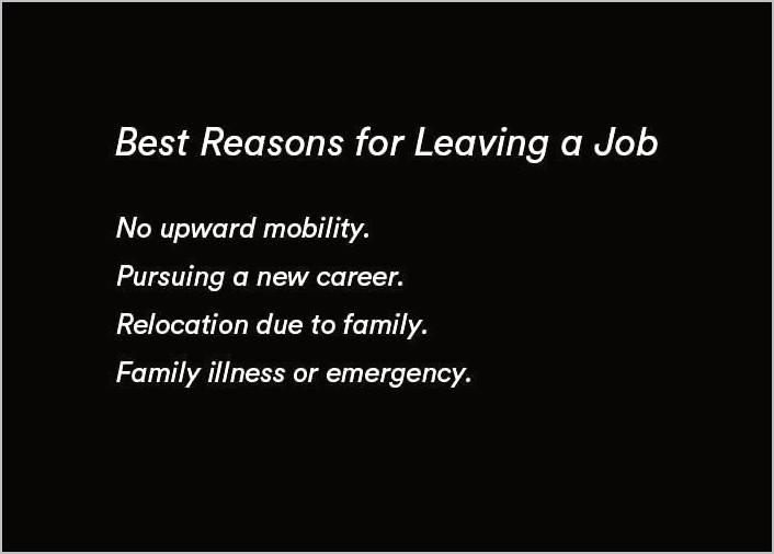 Reasons To Leave Your Job Resume