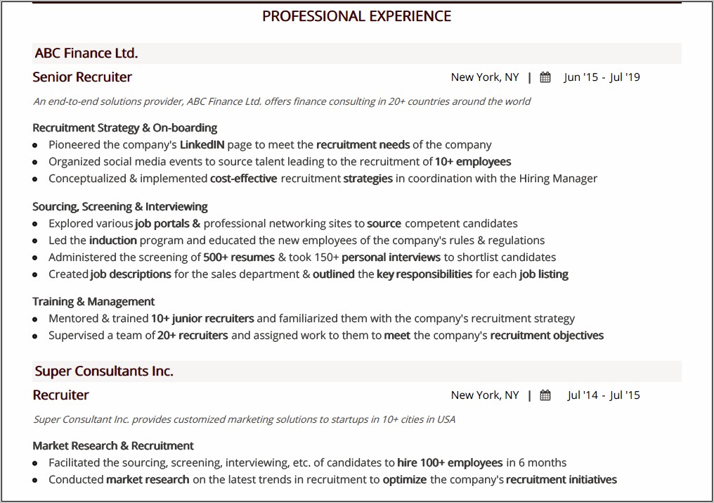 Recruiters Best Resumes For Experienced Applicants