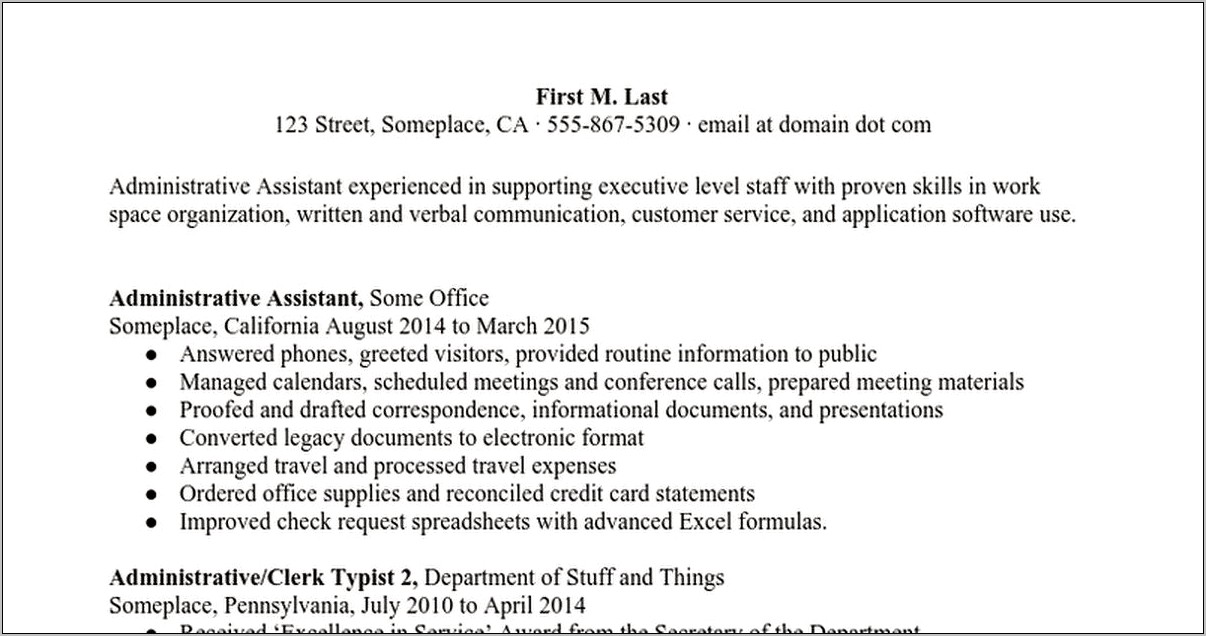 Reddit Administrative Assistant Resume Wit No Experience