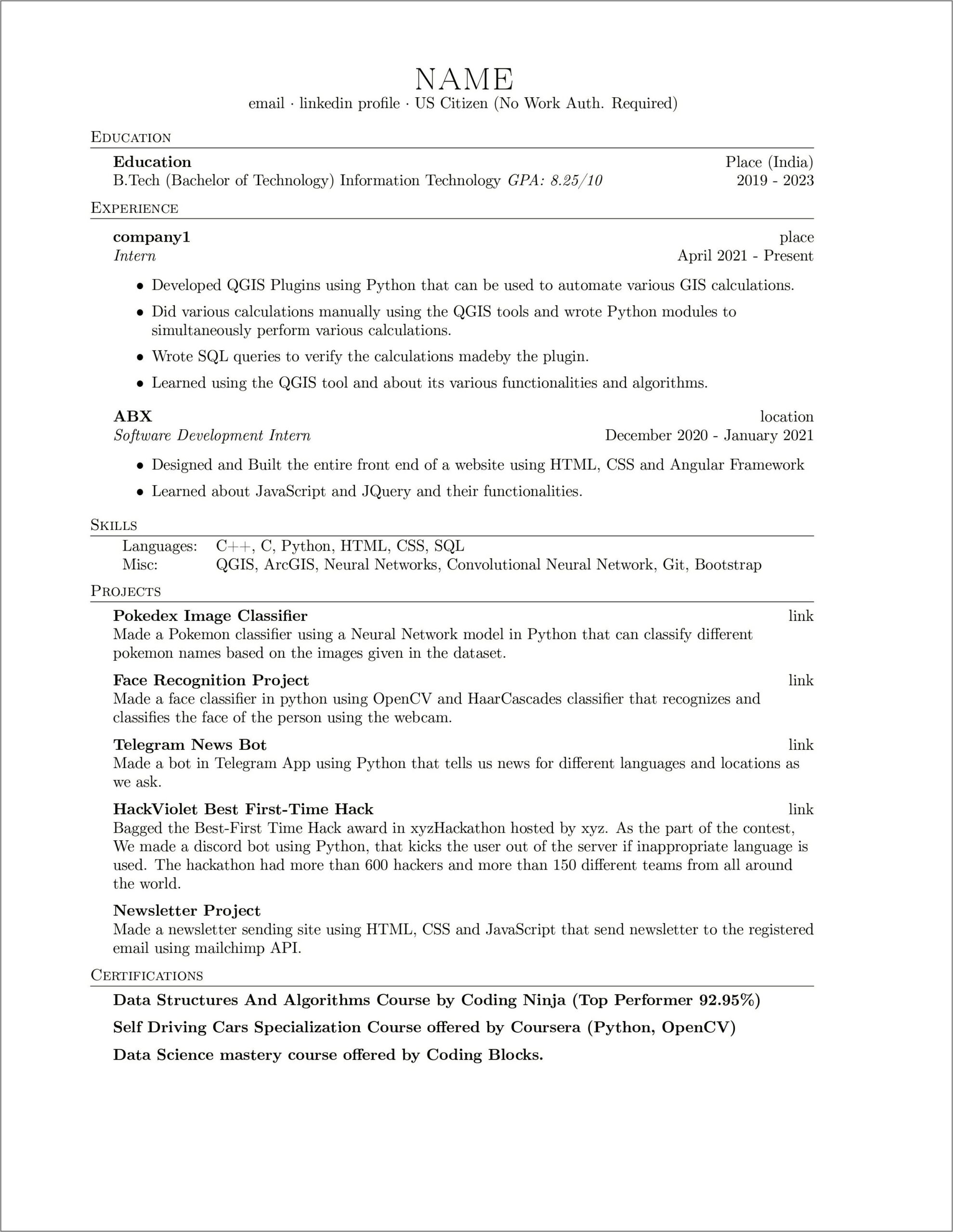 Reddit Resume With No Work Experience