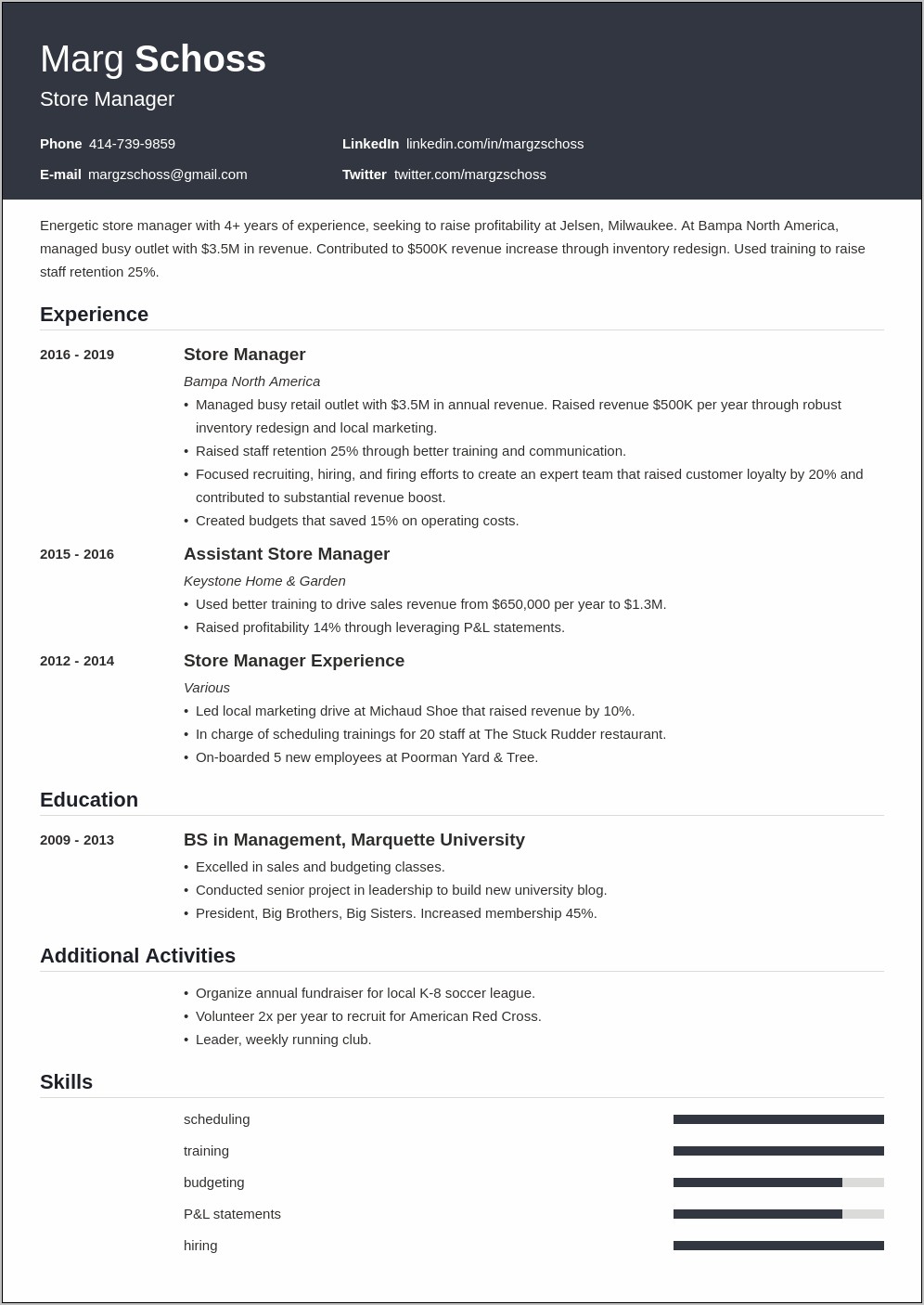 Rent A Center Store Manager Resume