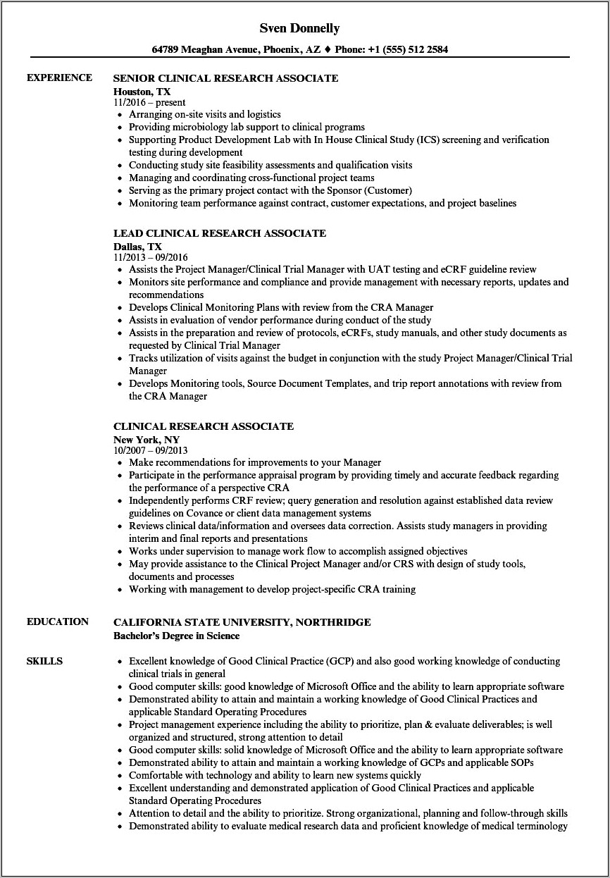 Research Associate In Biology Resume Example