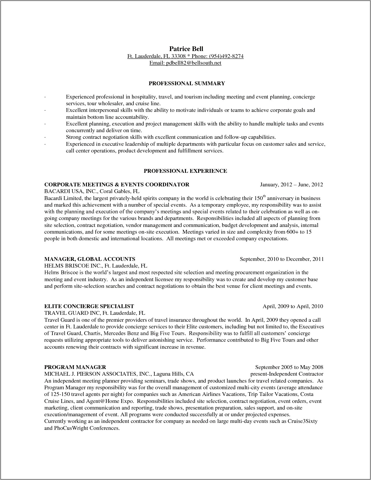 Residential Concierge Job Description Resume