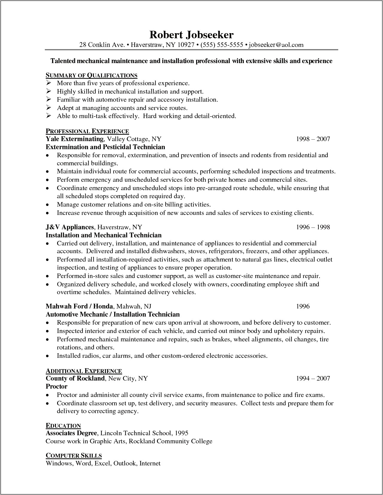 Residential Maintenance Skill And Abilities For A Resume