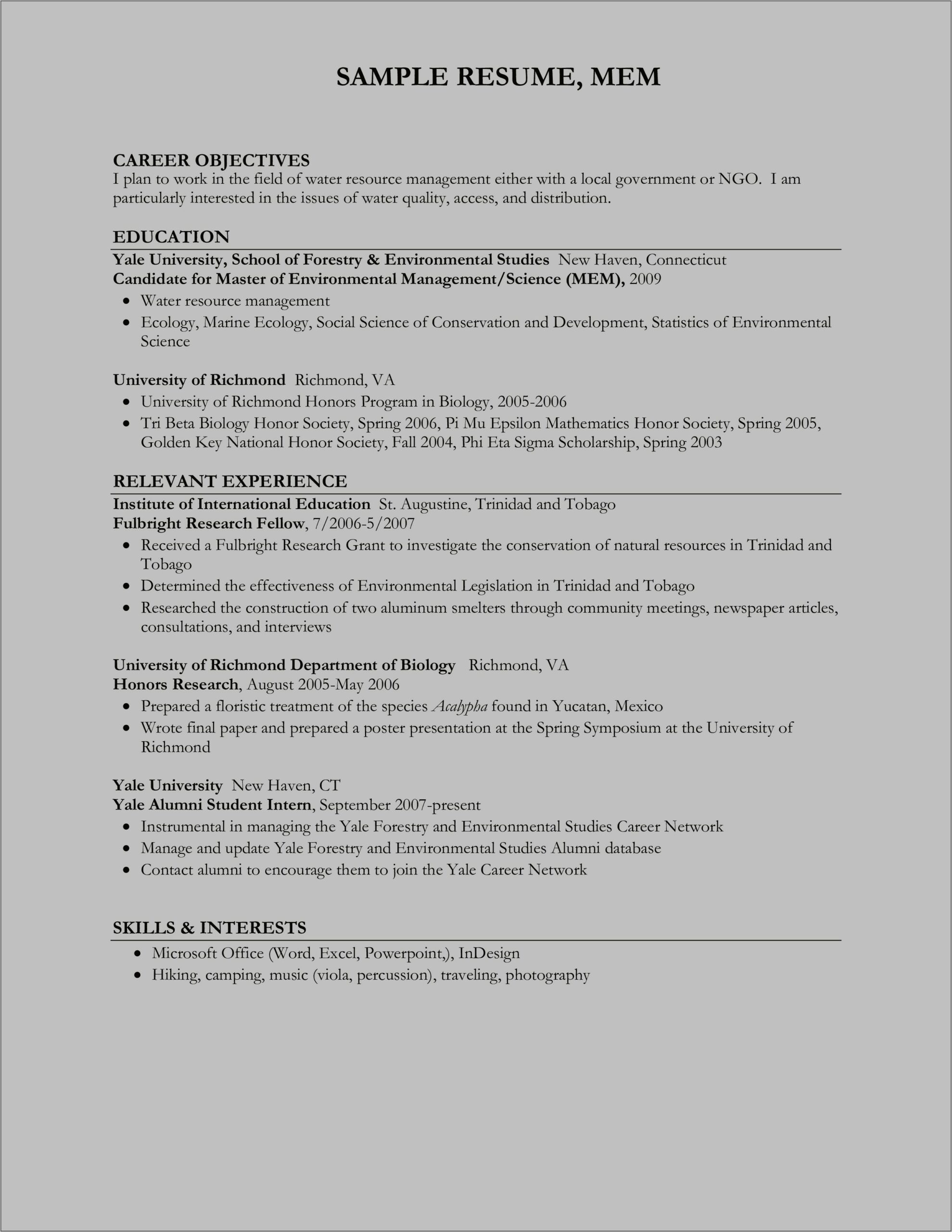 Resource Management Experience On Resume