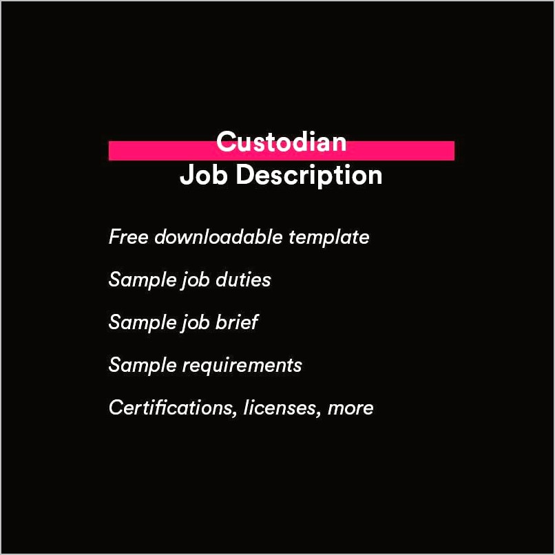 Restaurant Custodian Job Description For Resume