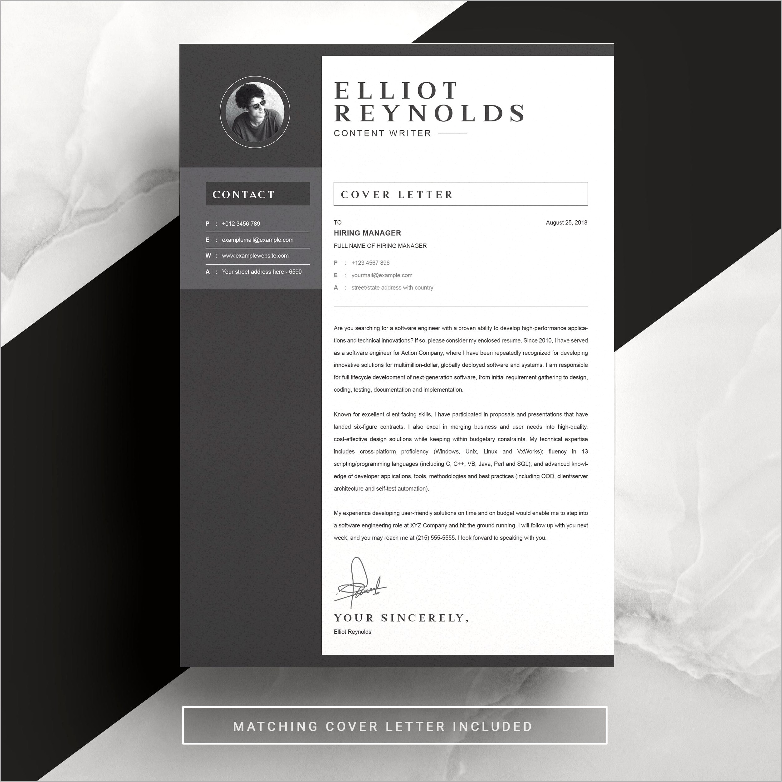 Resume And Cover Letter Template 2018