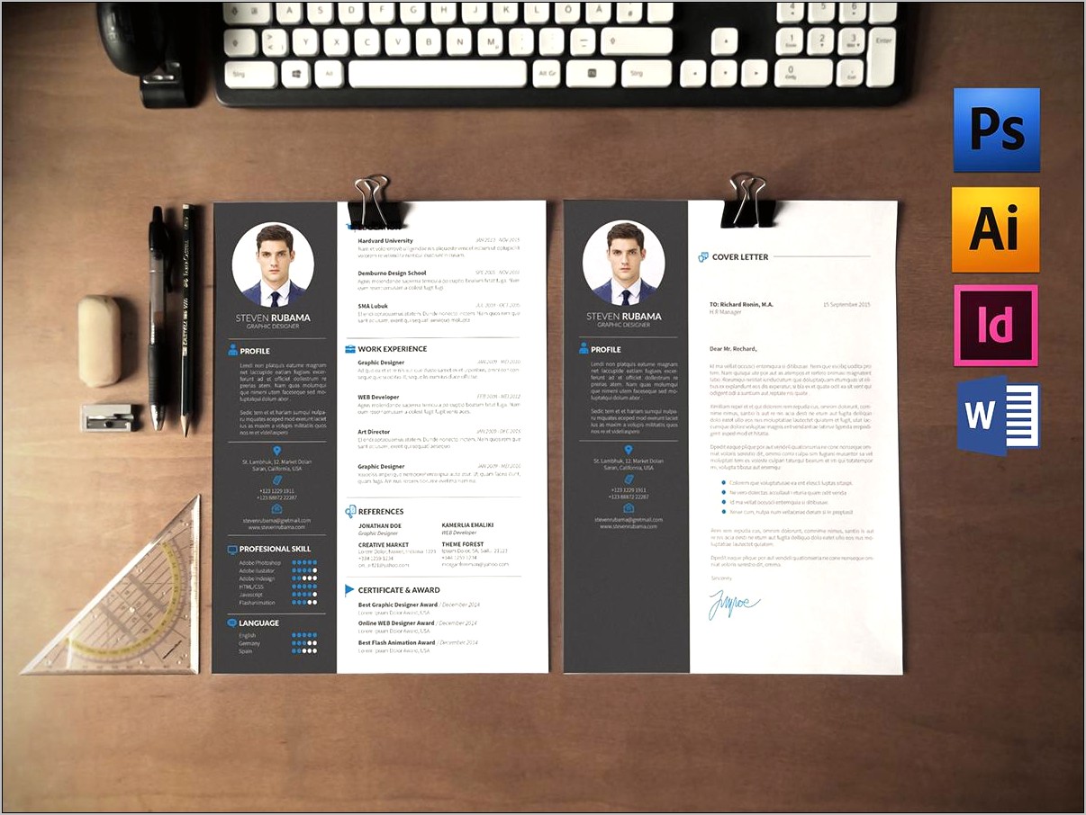 Resume And Cover Letter Template Free Indd