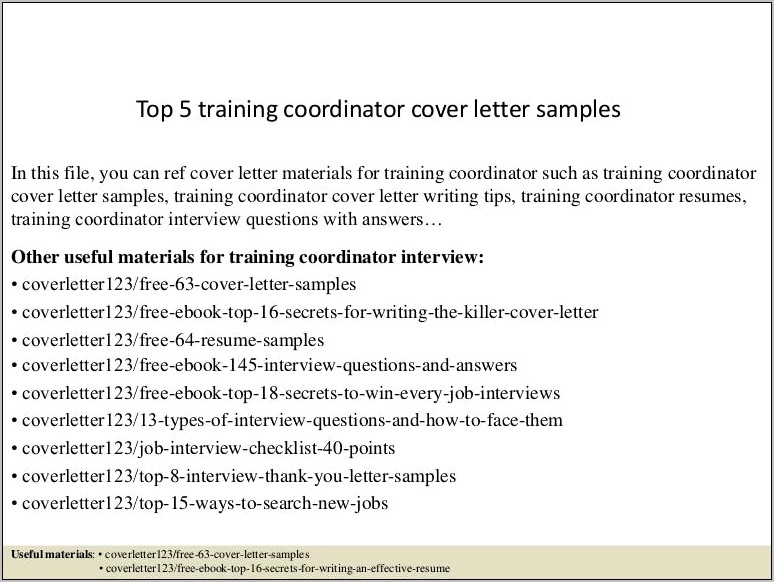 Resume And Cover Letter Tips For Coordinator Position