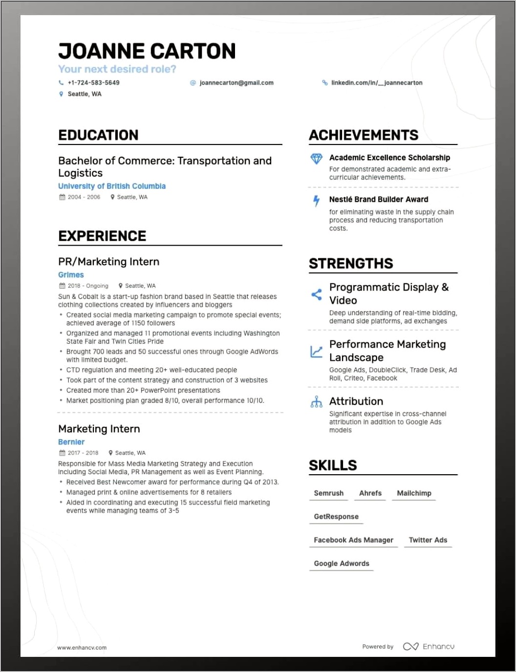 Resume And Two Most Recent Experience First