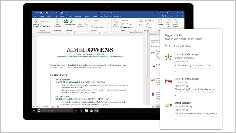 Resume Assistant Word With Office 365 Personal