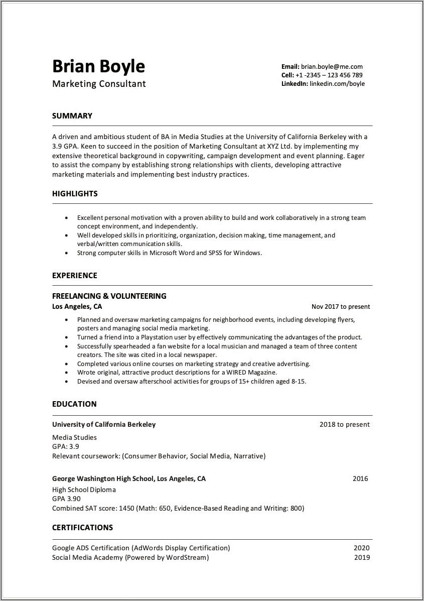 Resume Can You Include Classes As Work Experience