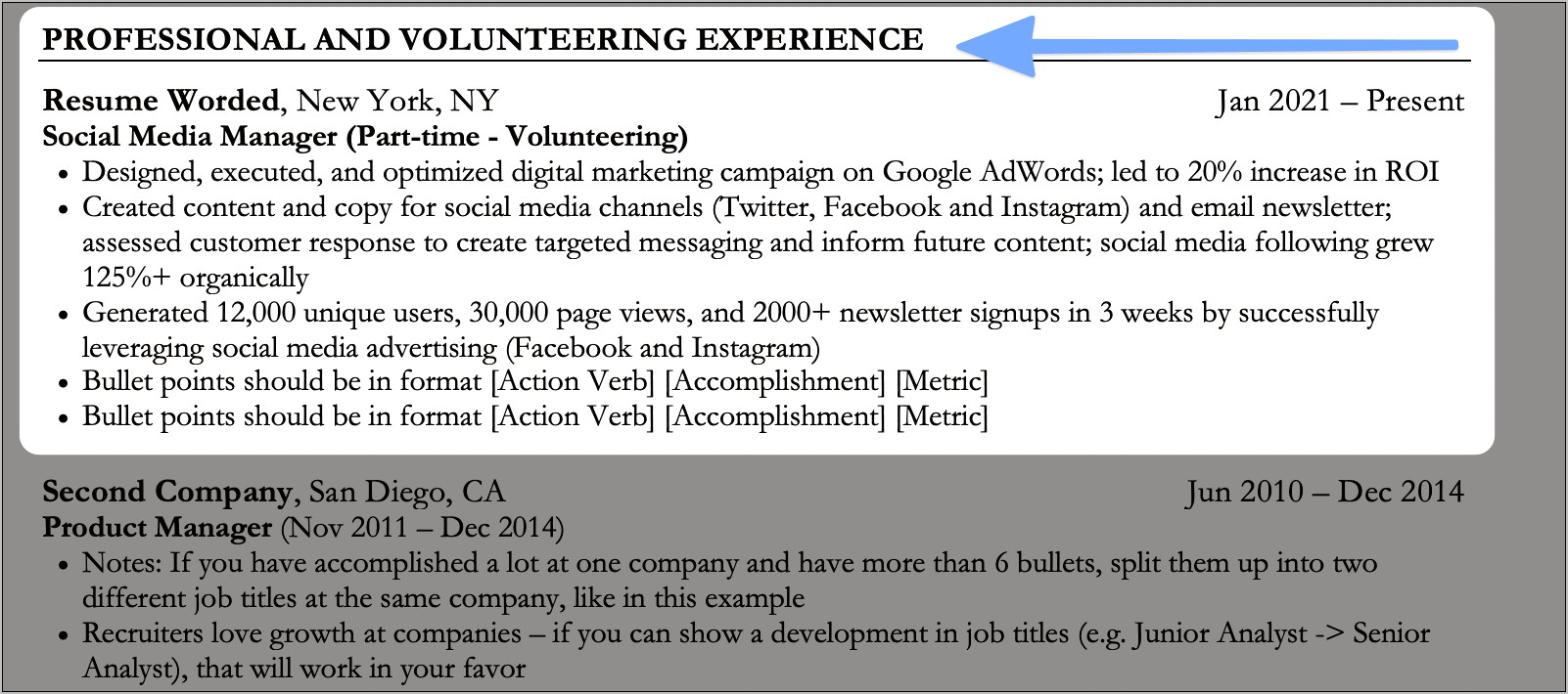 Resume Combine Work And Volunteer Experience