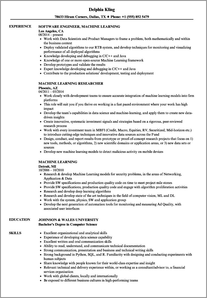 Resume Complete Sample For Mtech Computer Fresher