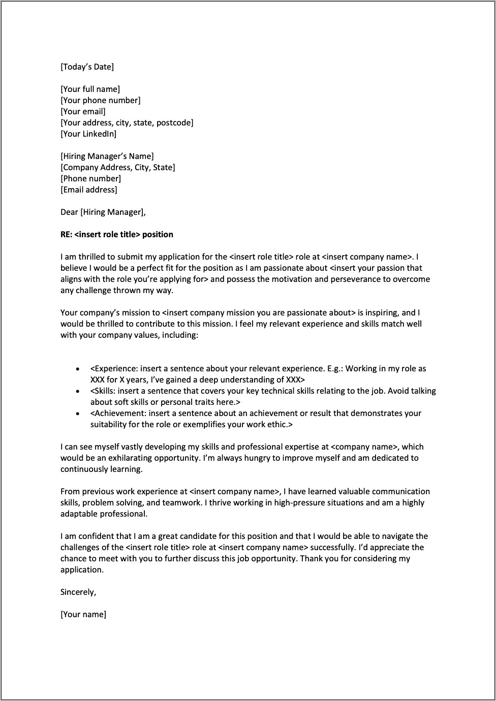 Resume Cover Letter Cover Letter Examples