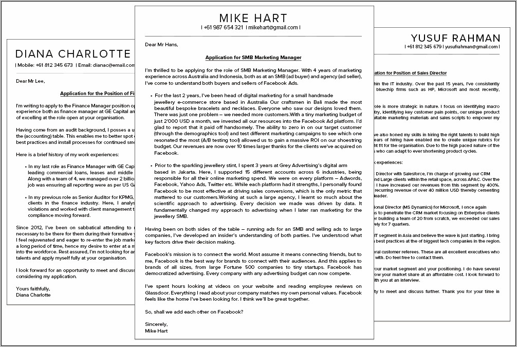 Resume Cover Letter Examples Best Practices
