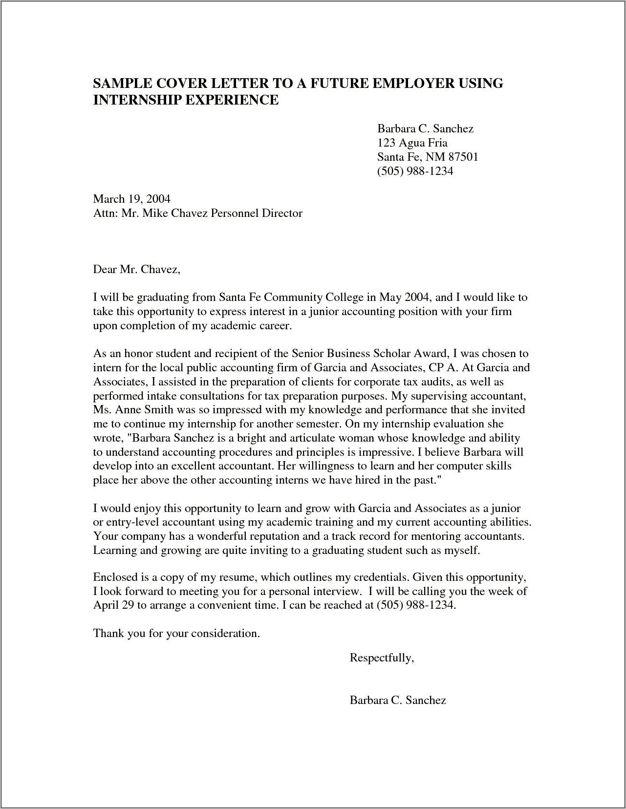 Resume Cover Letter Examples For Accounting