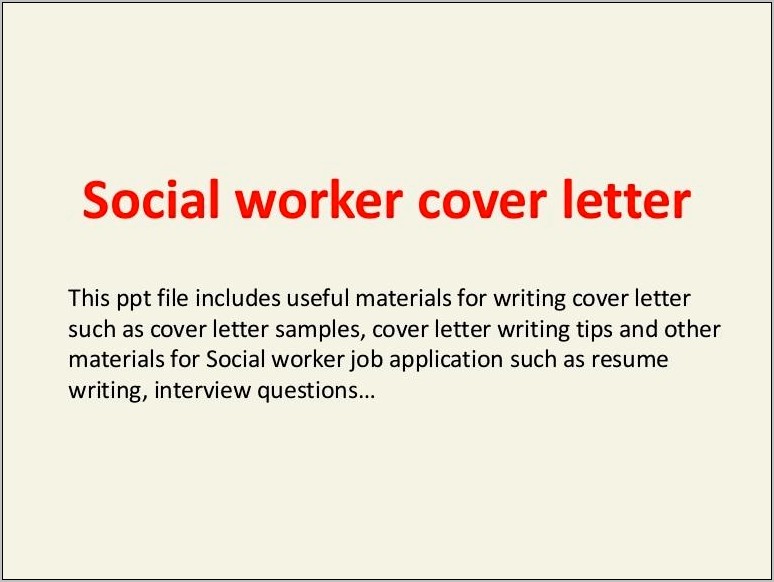 Resume Cover Letter Examples For Social Workers
