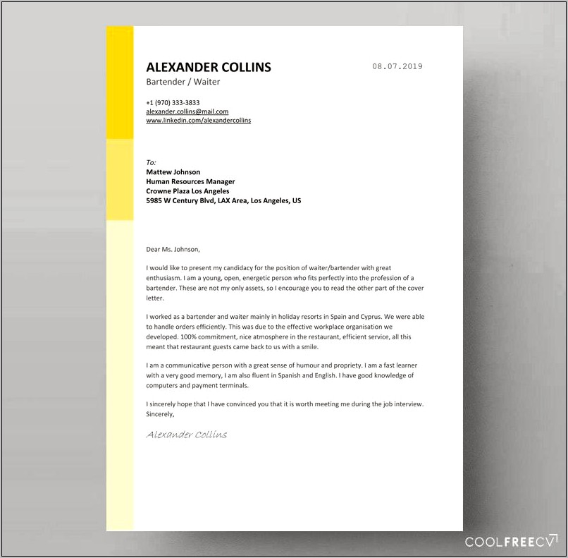 Resume Cover Letter Examples Ms Word