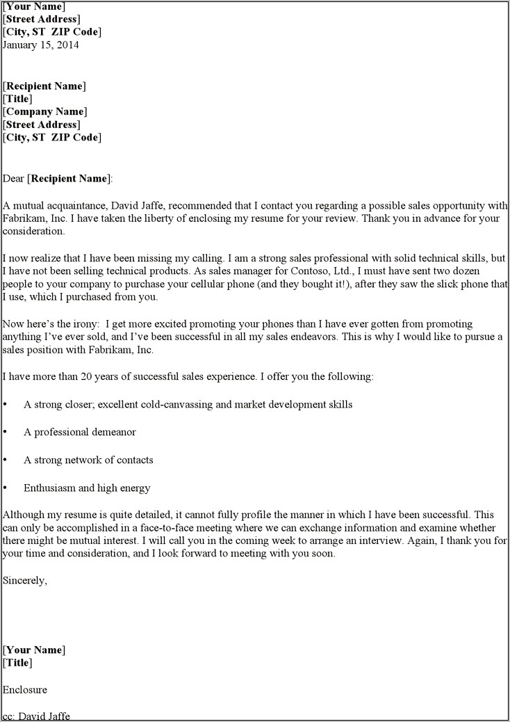 Resume Cover Letter Examples Sales Representative
