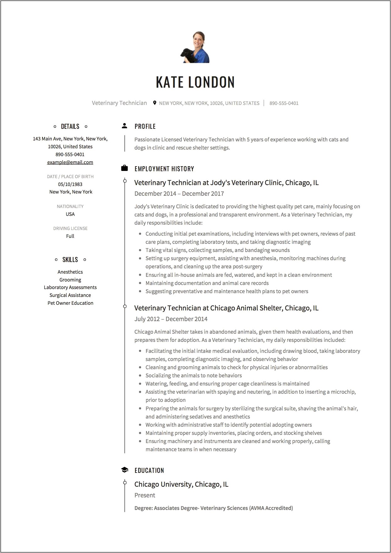 Resume Cover Letter Examples Vet Assistant No Experience