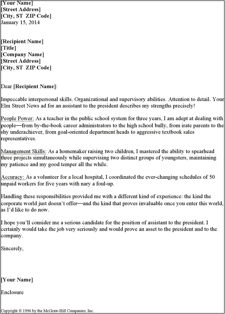 Resume Cover Letter For Administrative Secretary