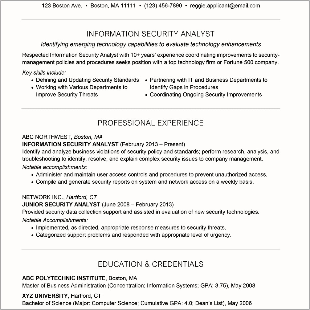 Resume Cover Letter For Cyber Security