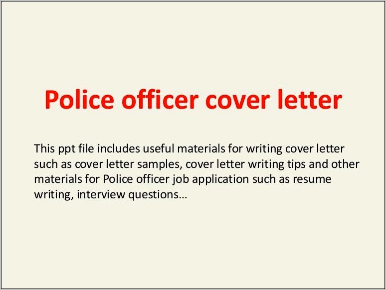 Resume Cover Letter For New Police Officer