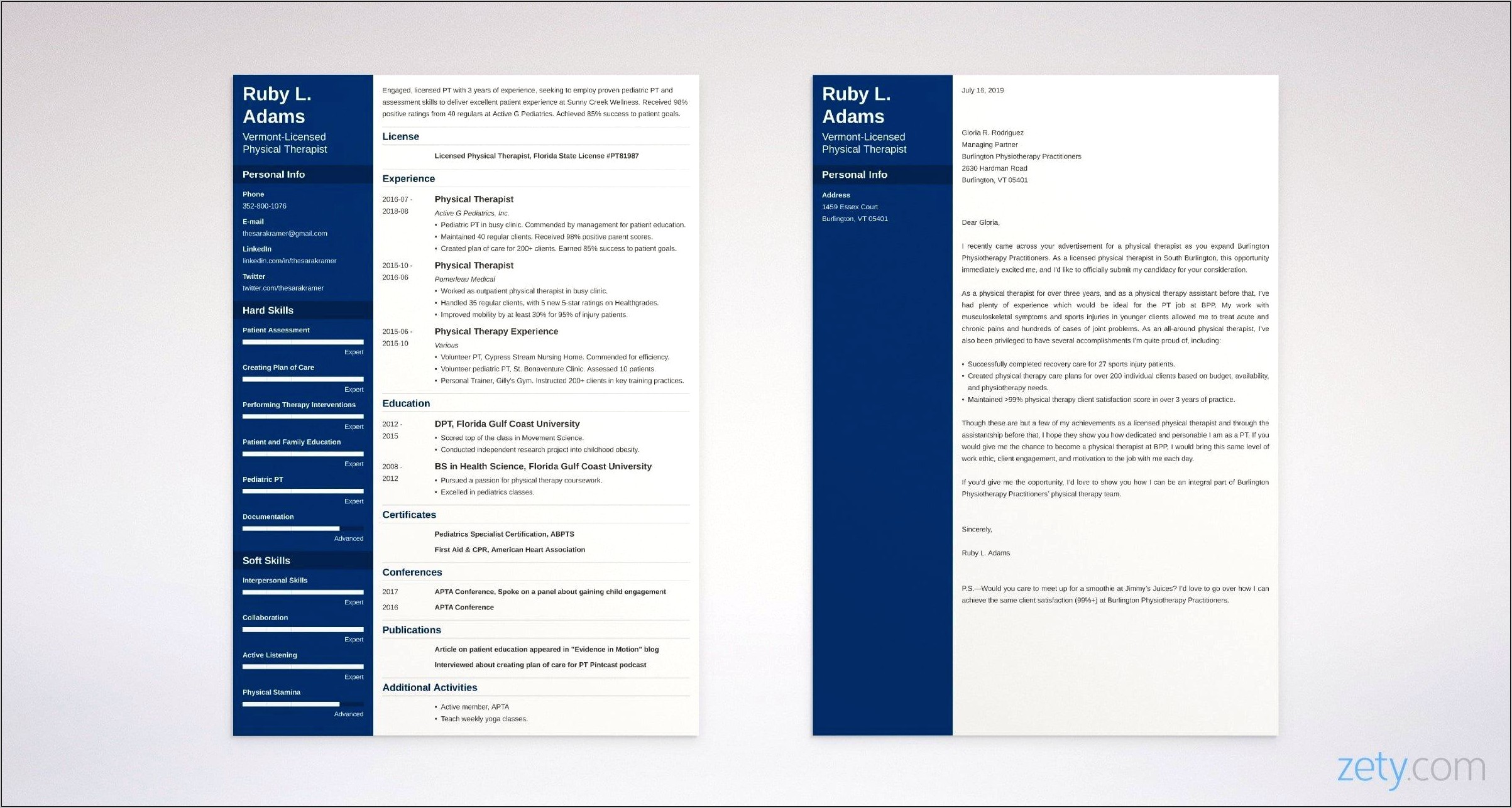 Resume Cover Letter For Physical Theapy