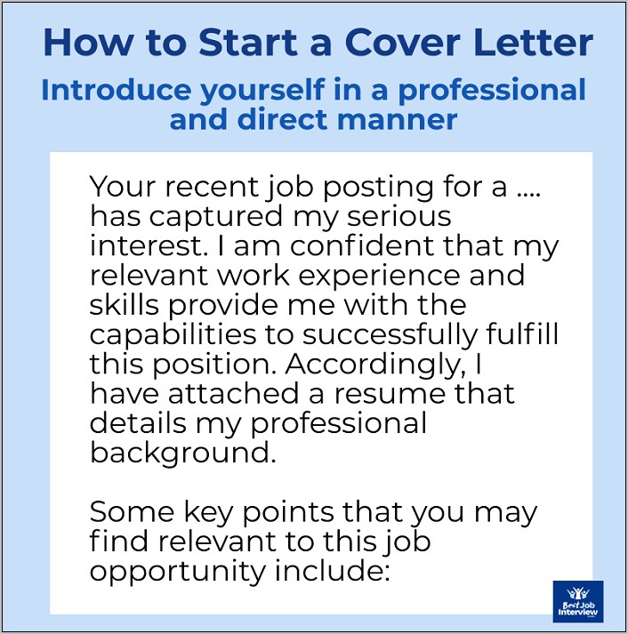 Resume Cover Letter Introduction Examples