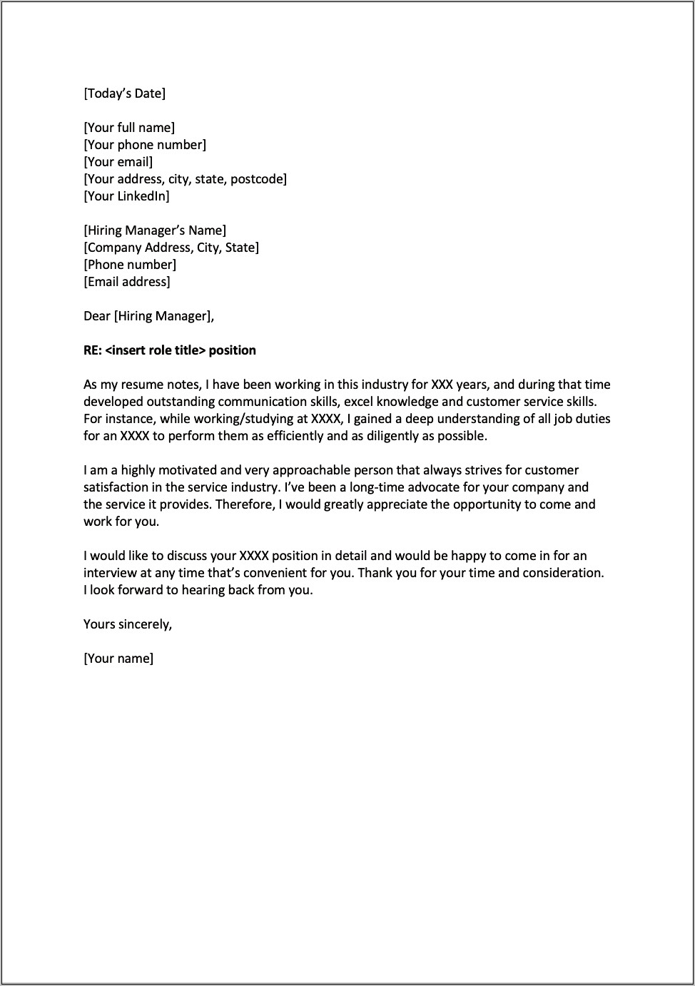 Resume Cover Letter Love An Opportunity Examples