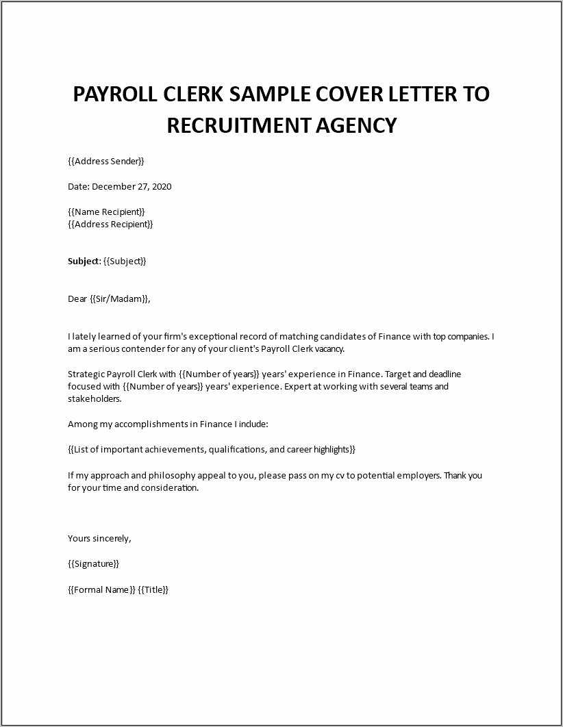 Resume Cover Letter Sample Mail Clerk