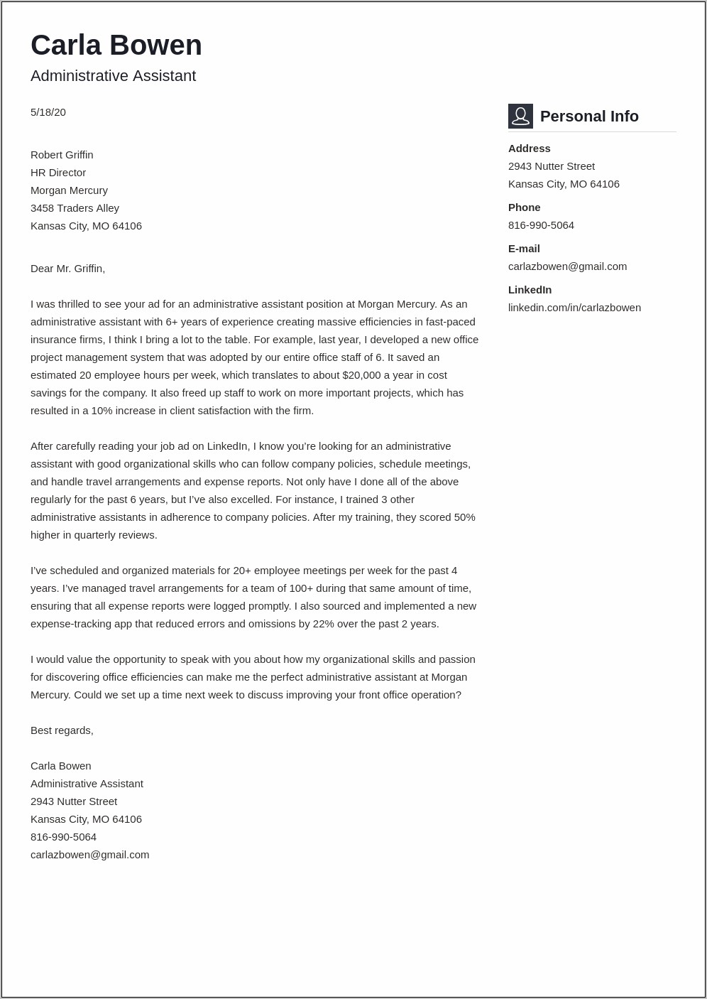 Resume Cover Letter Samples For Executive Assistant