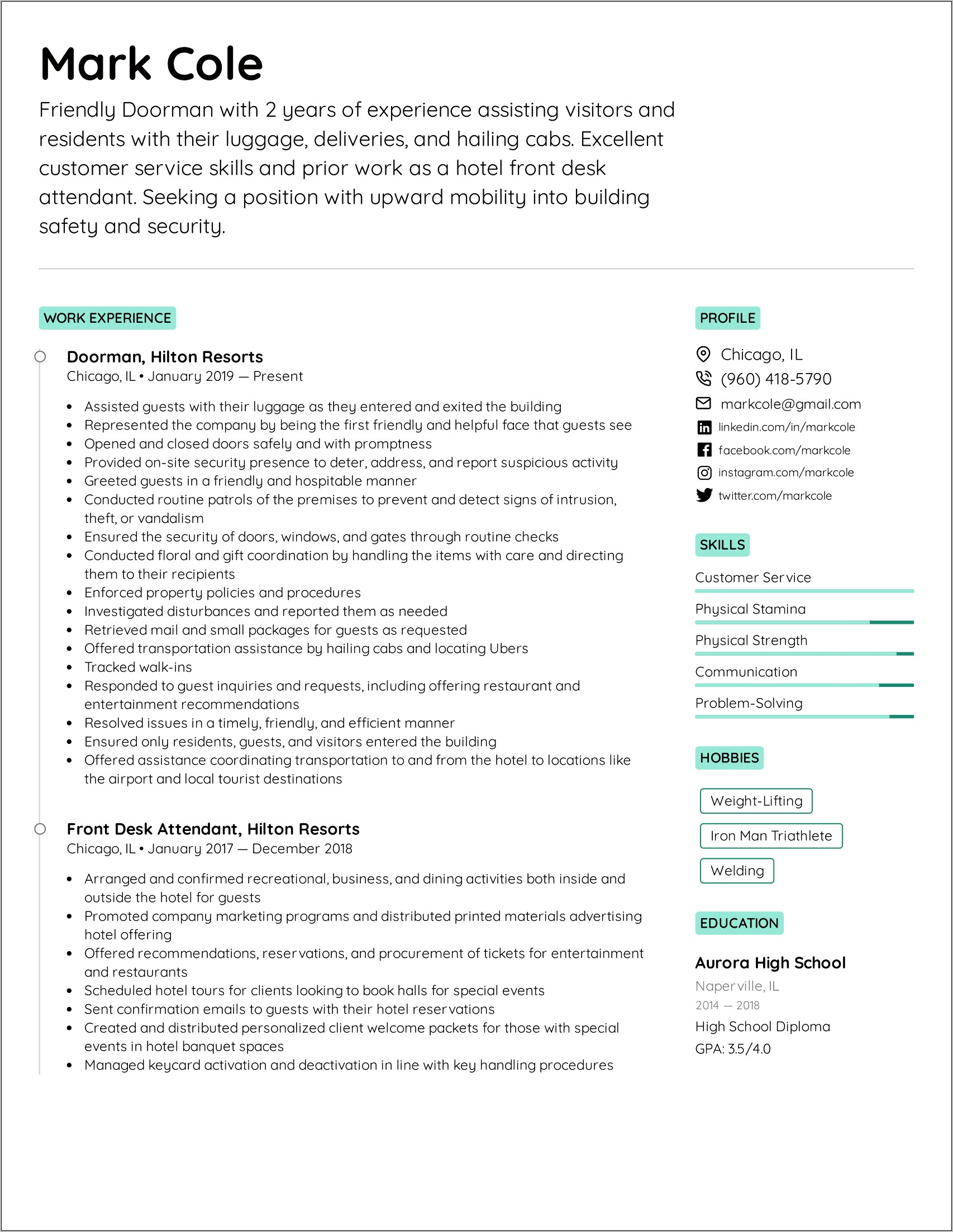 Resume Description For Service Desk Attendant