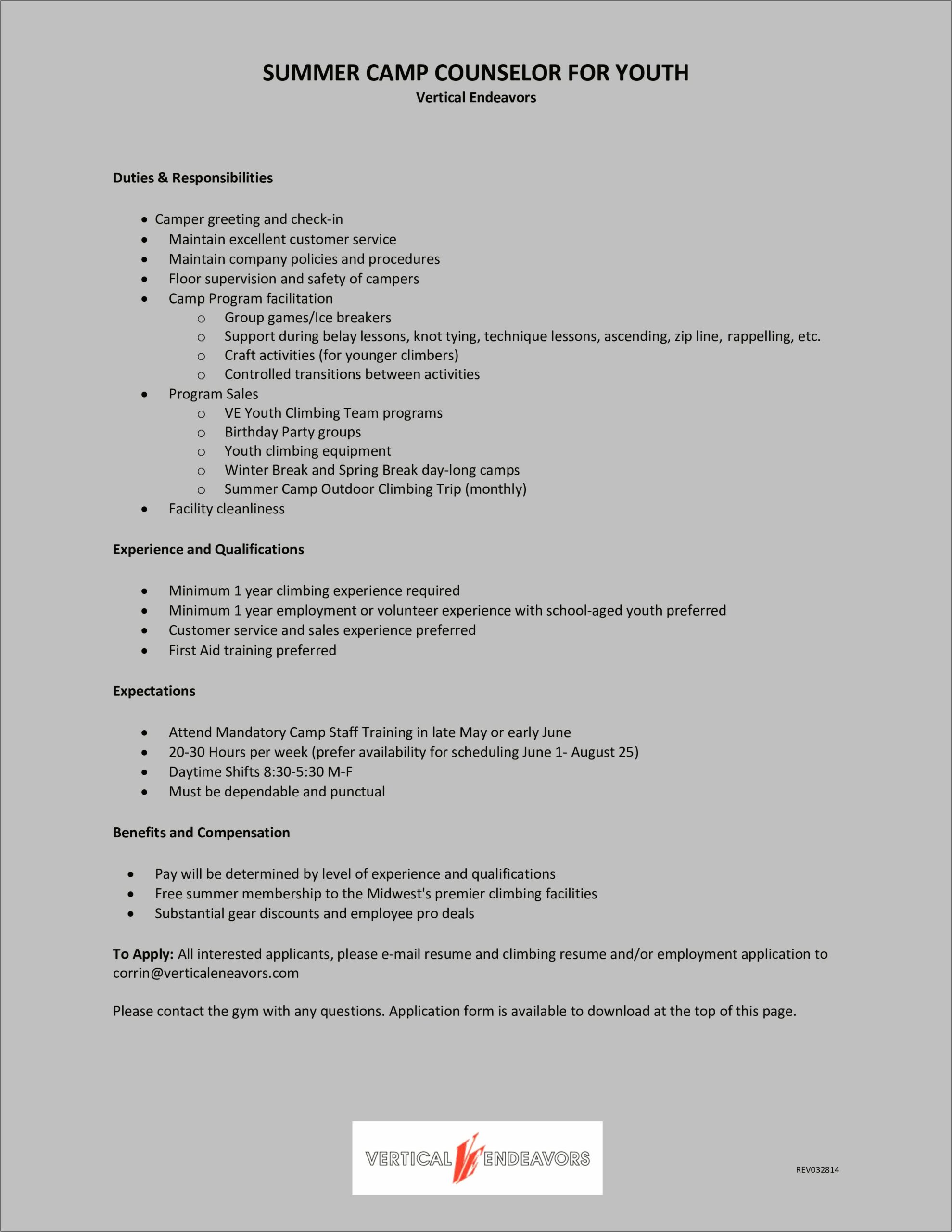 Resume Description For Staff Member At Gym