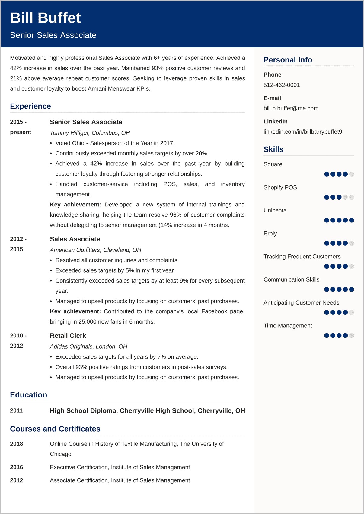 Resume Description Goodwill Store Sales Manages