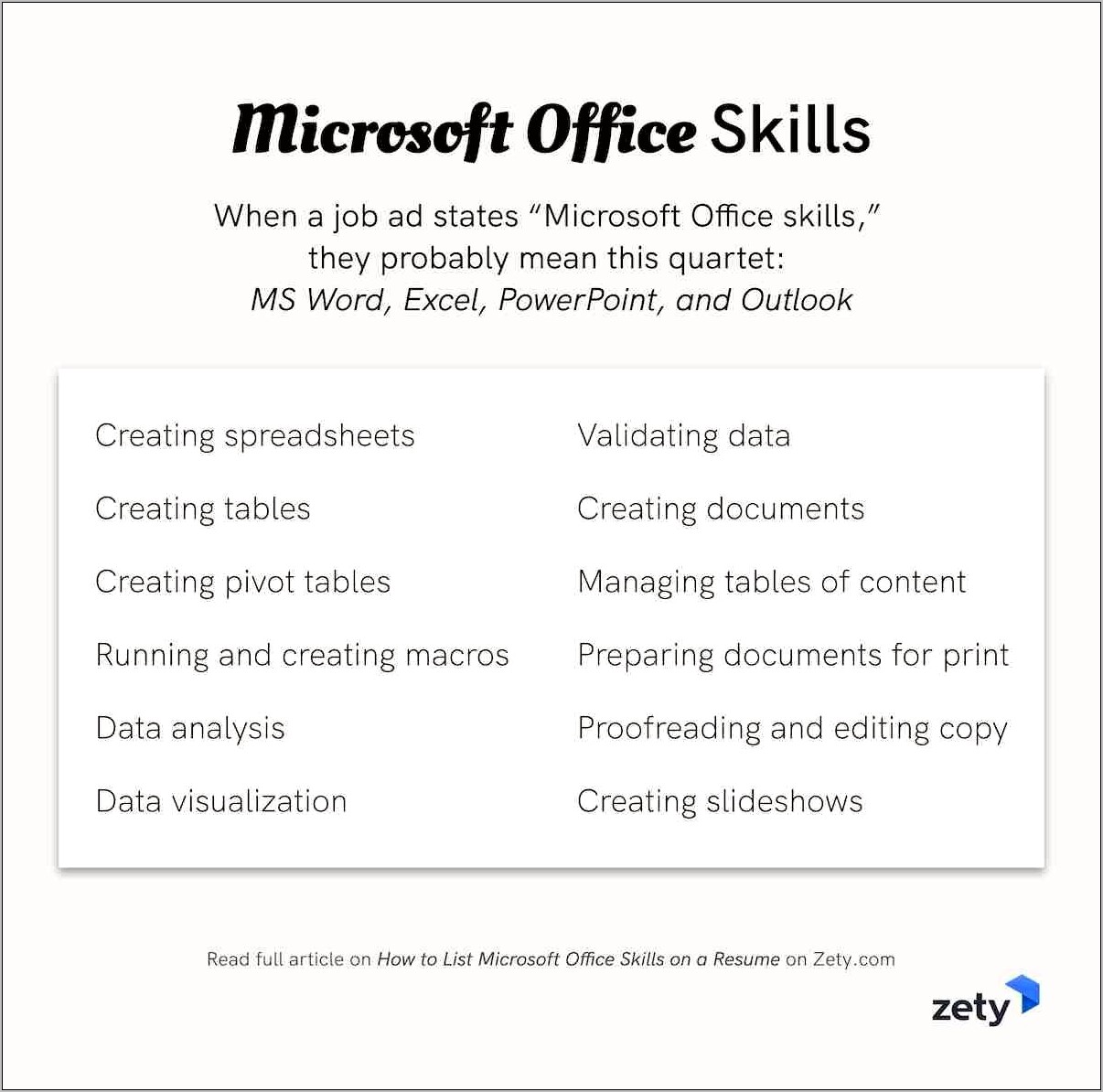 Resume Discription Of Office 365 Skill