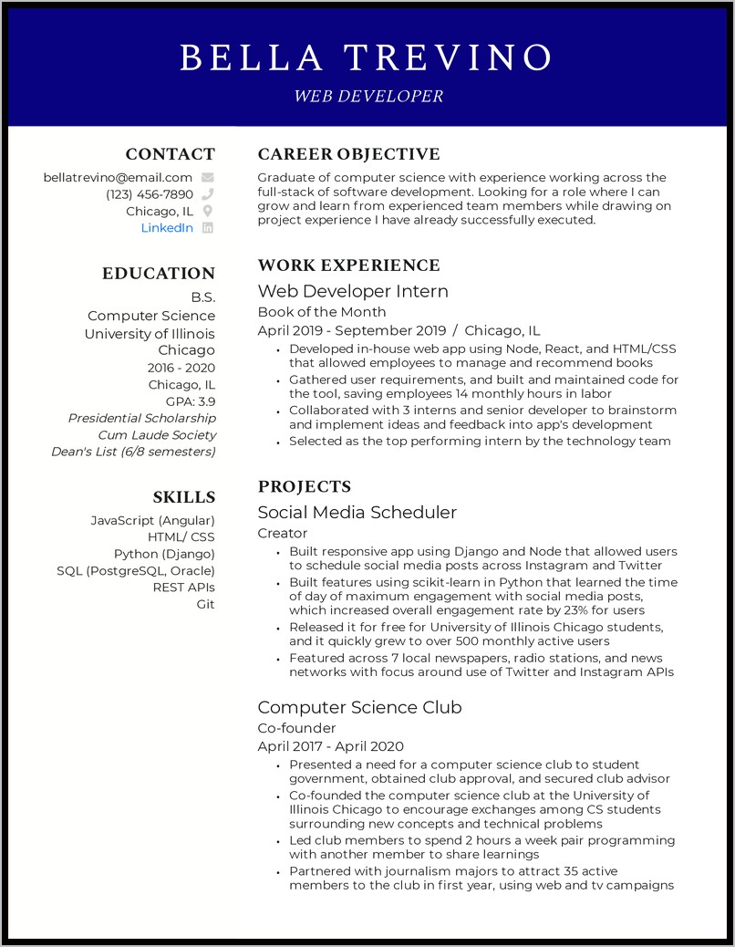 Resume Entry Level Intersnship Experience Descritpion