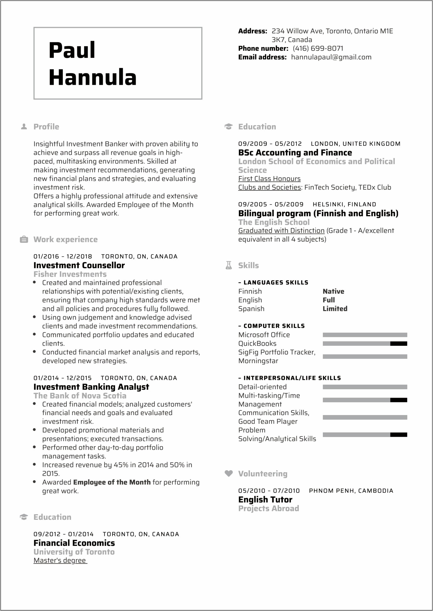 Resume Example For Accounting Tutor