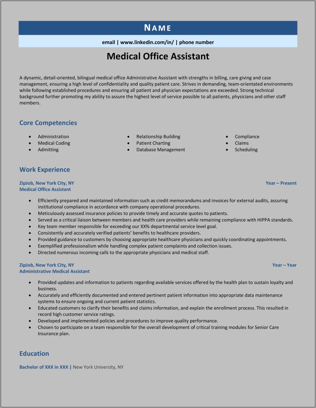 Resume Example For Medical Office Assistant